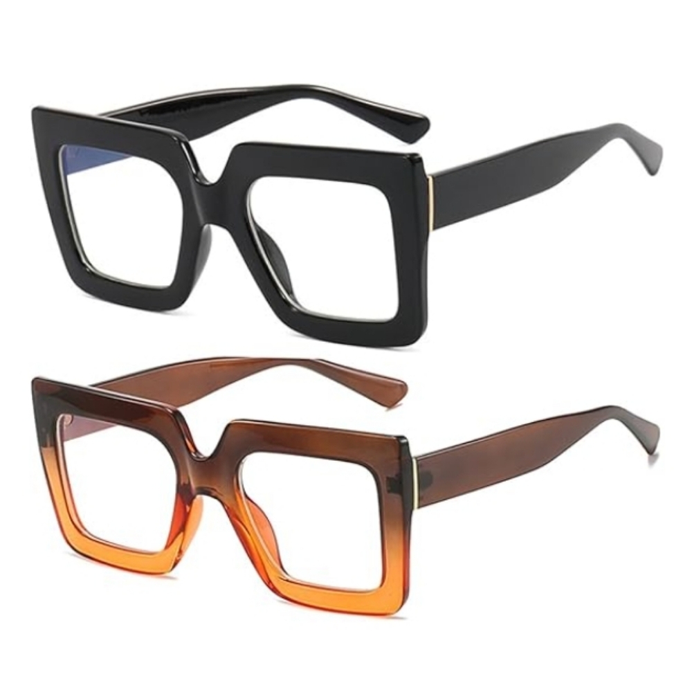 SET OF Oversized Square Blue Light Computer Eyewear Non-Prescription - Picture 2 of 5